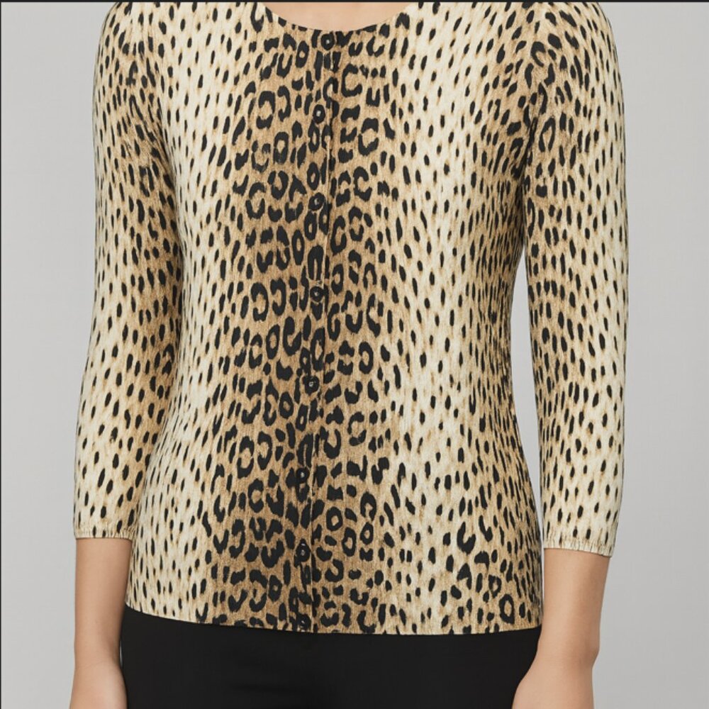 Joseph A Leopard Print Cardigan - Picture 2 of 11